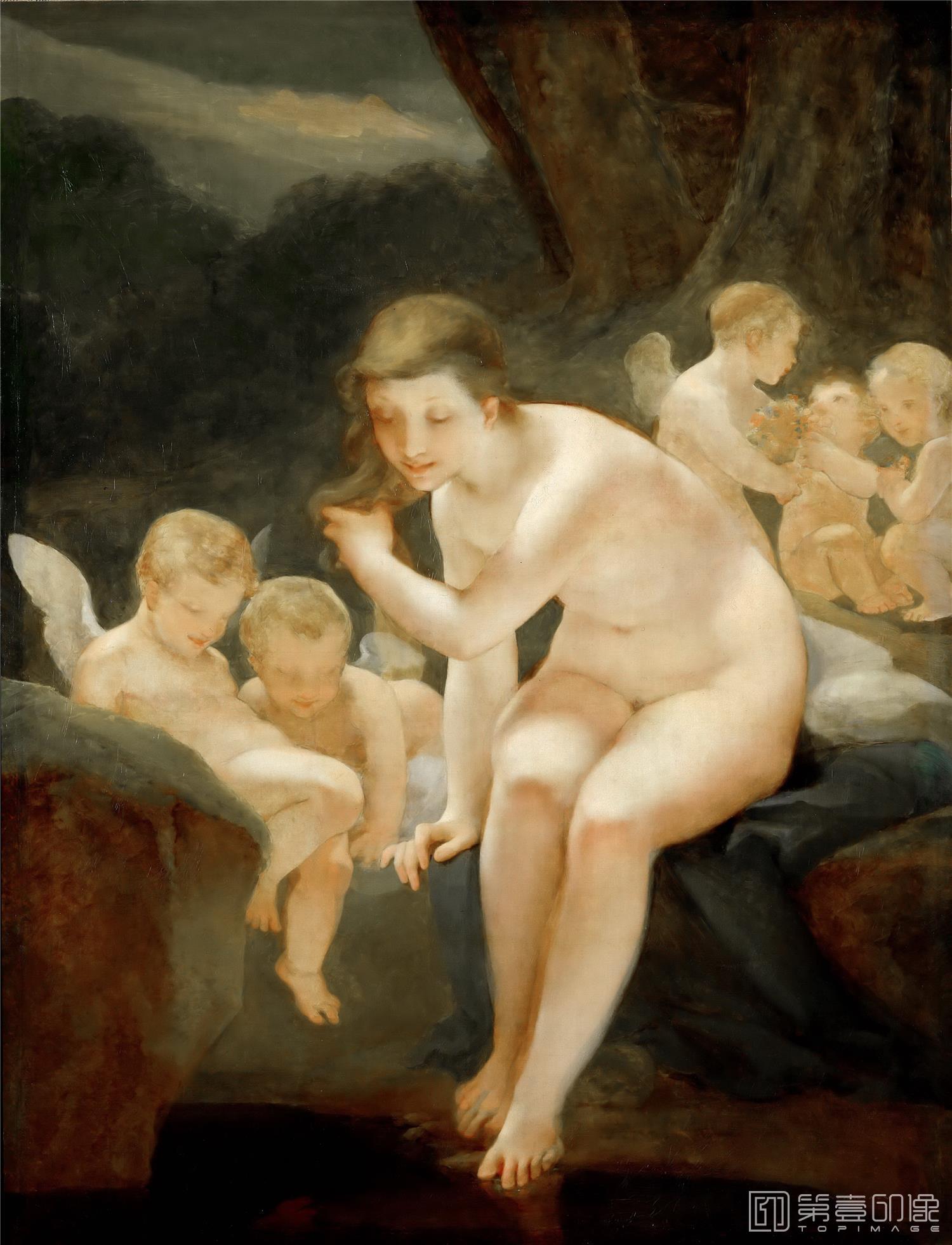 油画-卢浮宫-Pierre-Paul Prud’hon (1758-1823)Venus Taking a Bath, or Innocence-1552